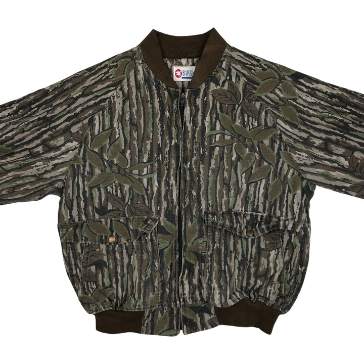 Vintage 90'S SPORTS AFIEID Camouflage Pattern Realtree Camo Ripstop Cotton Blouson, Made in USA, Men's Size L cotton Khaki type Vintage Second Hand