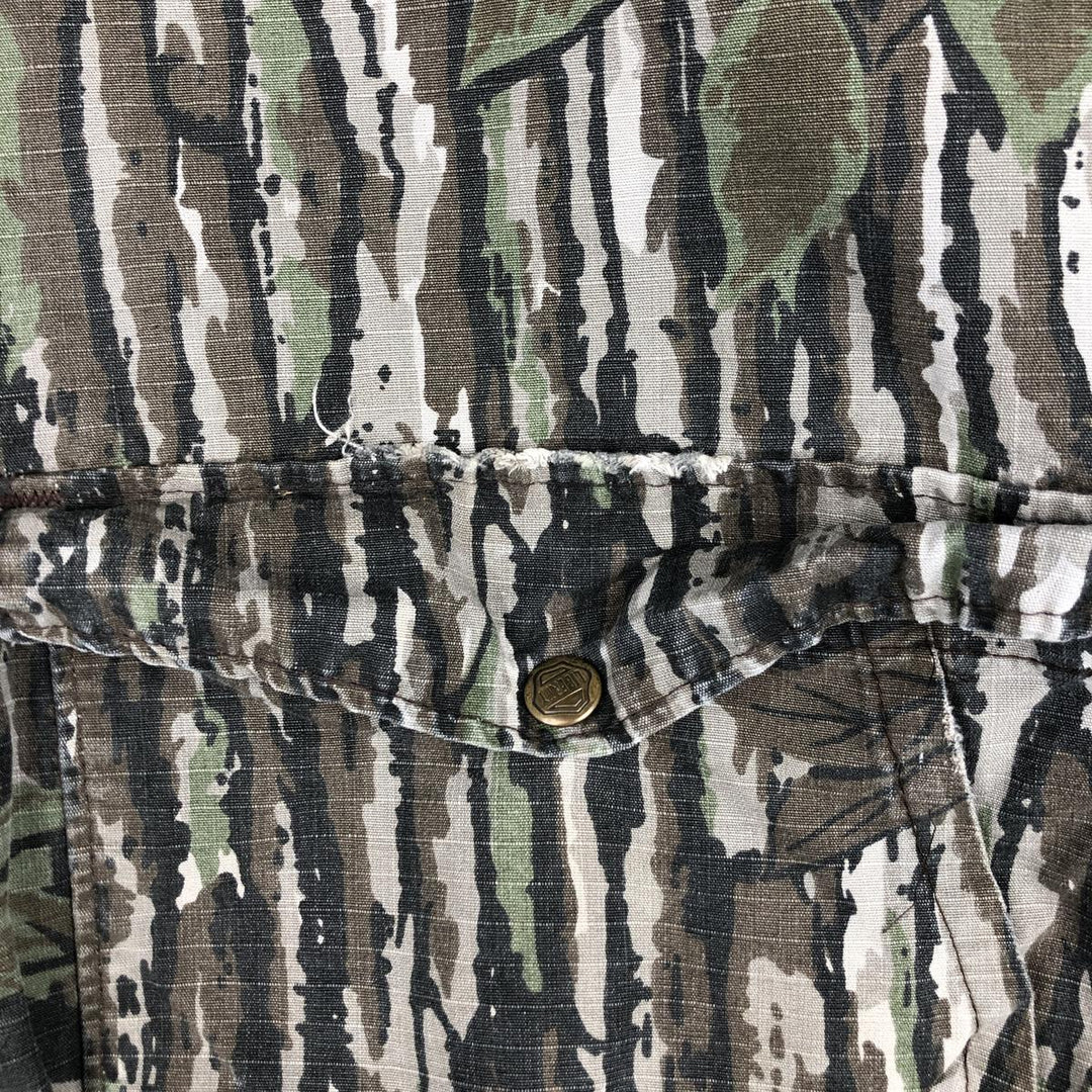 Vintage 90'S SPORTS AFIEID Camouflage Pattern Realtree Camo Ripstop Cotton Blouson, Made in USA, Men's Size L cotton Khaki type Vintage Second Hand