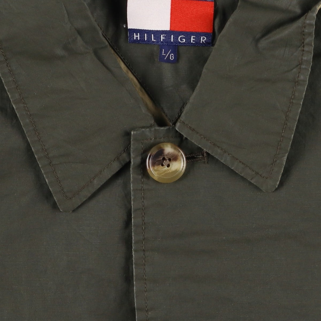 Vintage 90'S Tommy Hilfiger shirt jacket, size L, men's cotton Khaki type Vintage Second Hand