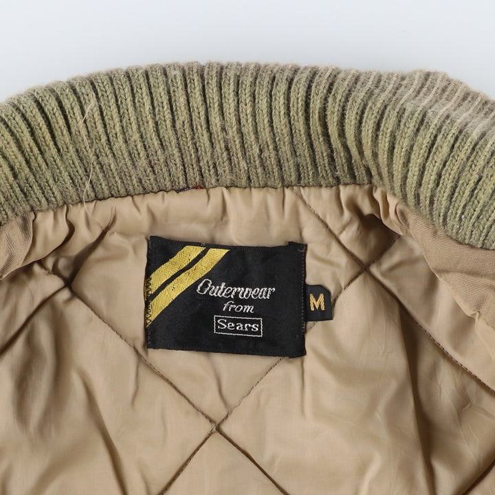 Vintage 70s-80'S Sears Outerwear Padded Pharaoh Jacket, Men's Size Medium polyester Beige type Vintage Second Hand