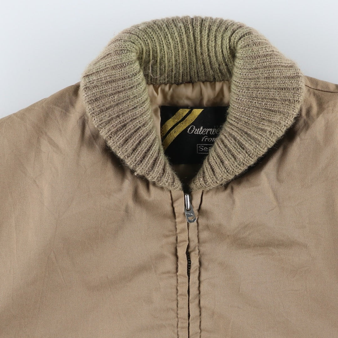 Vintage 70s-80'S Sears Outerwear Padded Pharaoh Jacket, Men's Size Medium polyester Beige type Vintage Second Hand