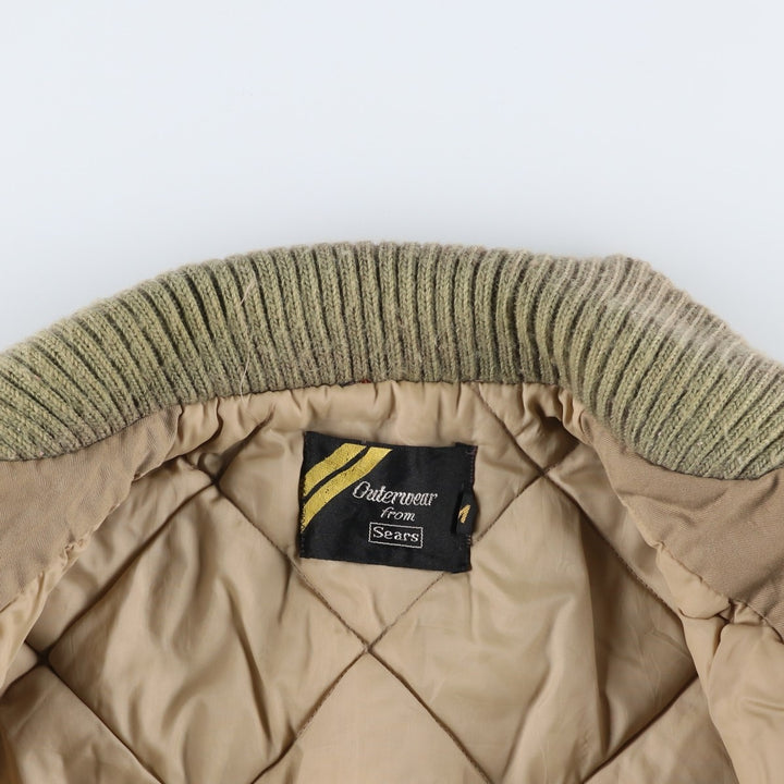 Vintage 70s-80'S Sears Outerwear Padded Pharaoh Jacket, Men's Size Medium polyester Beige type Vintage Second Hand