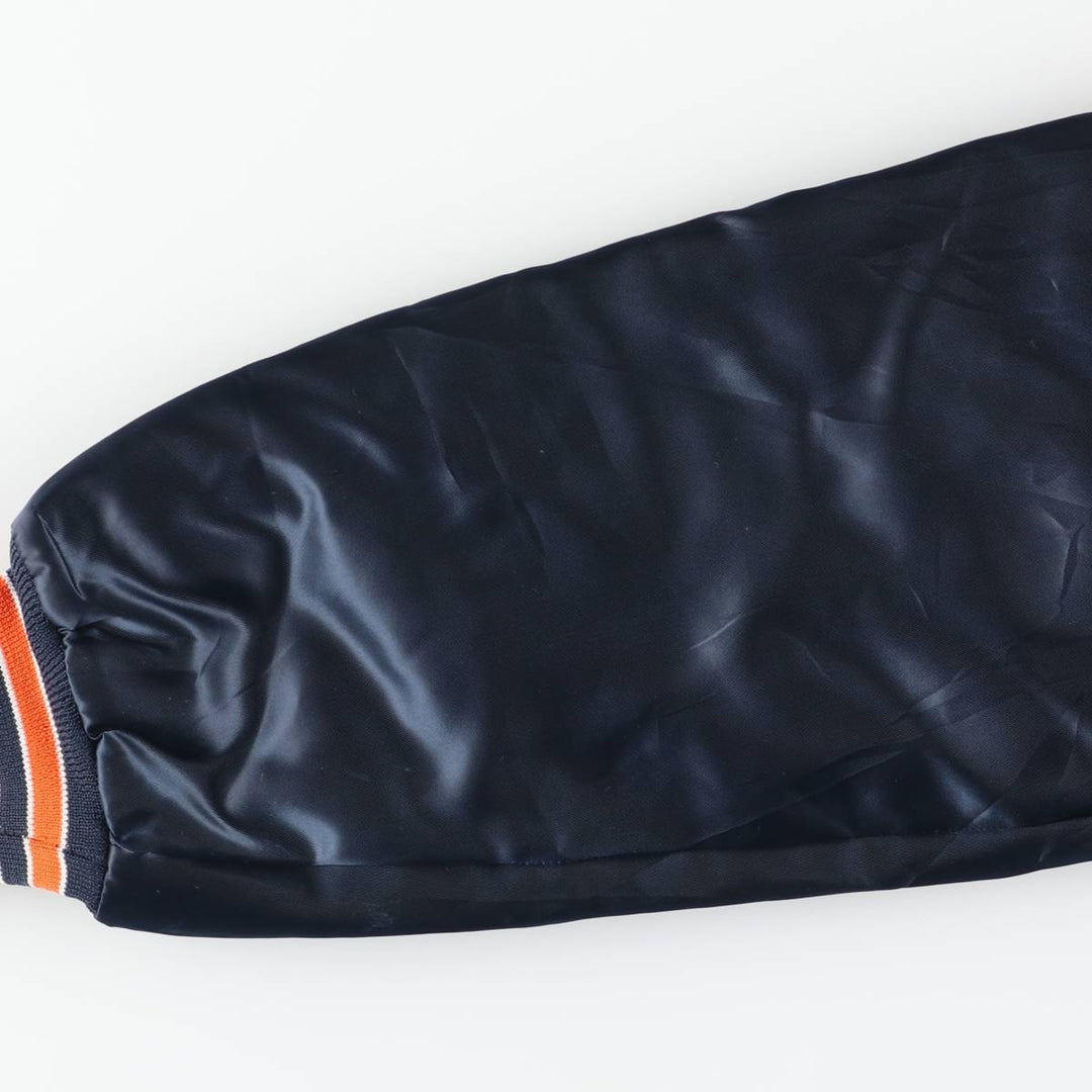 80s-90'S Chalk Line NFL Chicago Bears Padded Nylon Stadium Jacket, Made in USA, Men's Size Medium Nylon navy blue type Vintage Second Hand