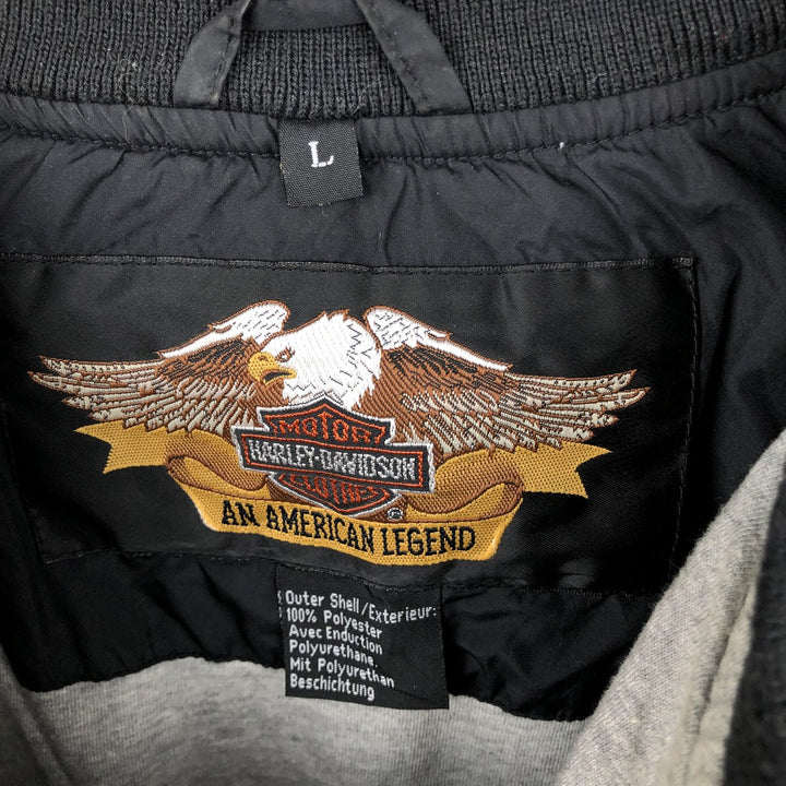 Harley-Davidson Half-Button Pullover Windbreaker, Men's Size L Polyurethane Coated Polyester black type Vintage Second Hand