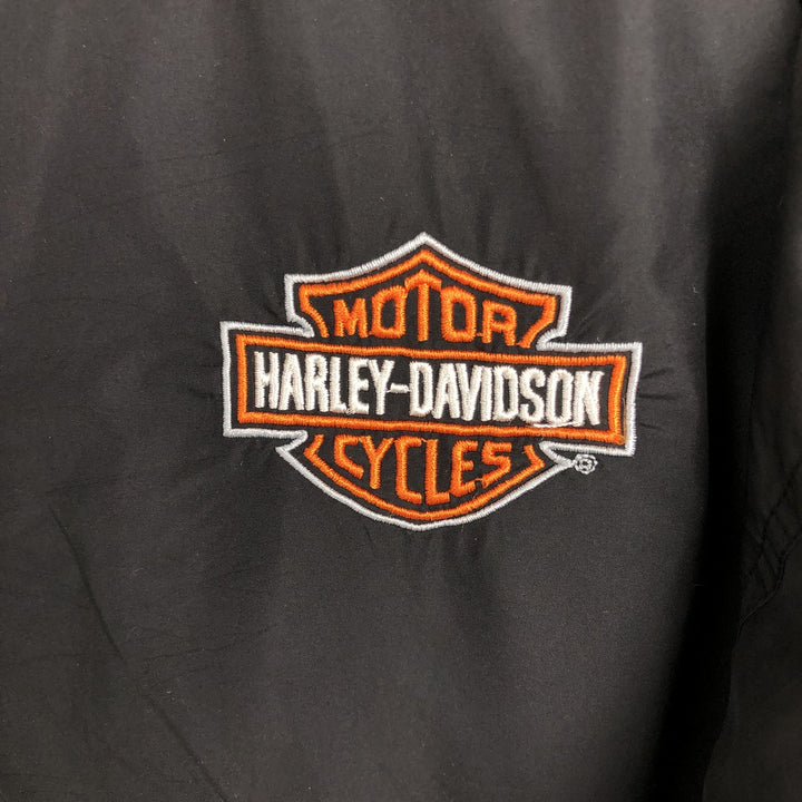 Harley-Davidson Half-Button Pullover Windbreaker, Men's Size L Polyurethane Coated Polyester black type Vintage Second Hand