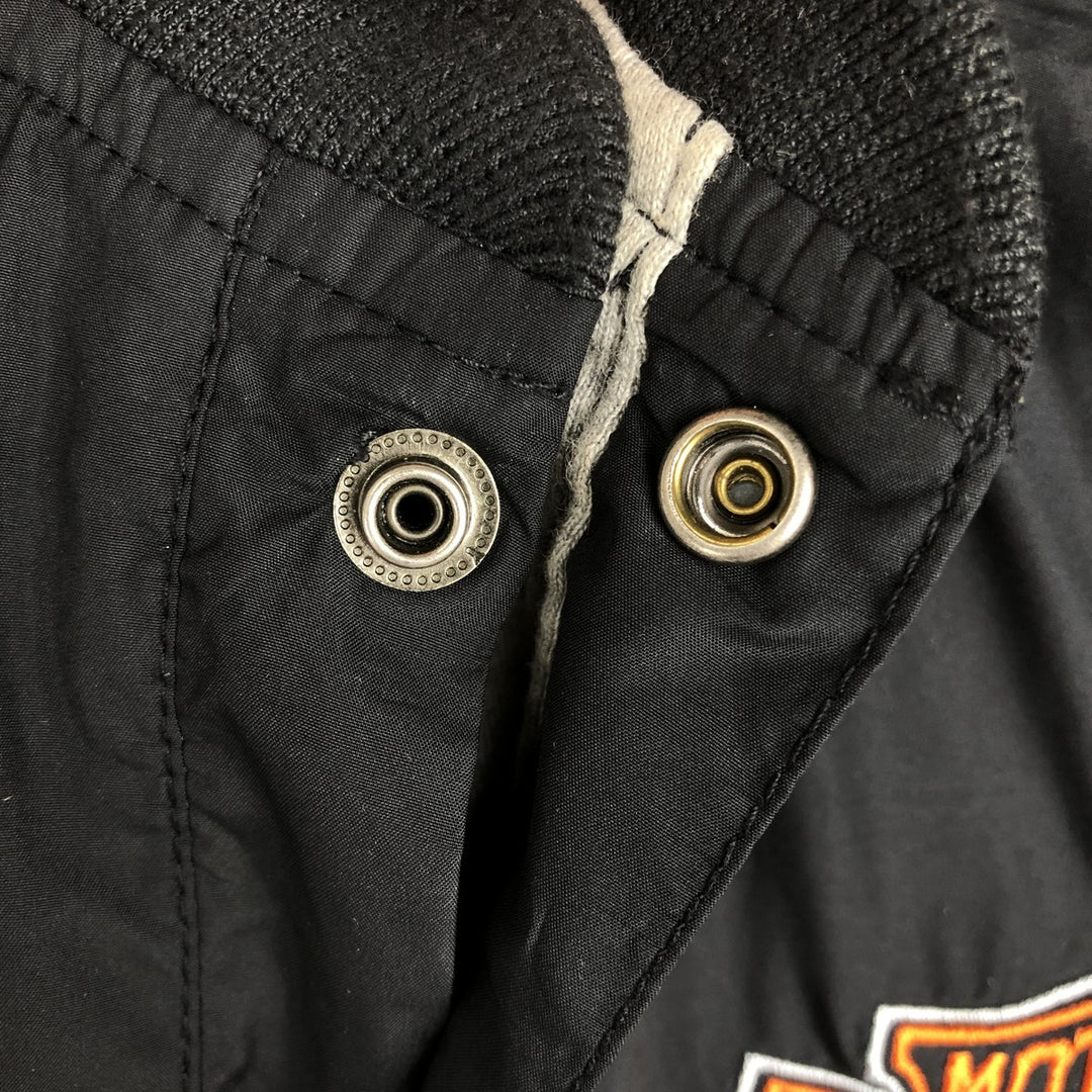 Harley-Davidson Half-Button Pullover Windbreaker, Men's Size L Polyurethane Coated Polyester black type Vintage Second Hand