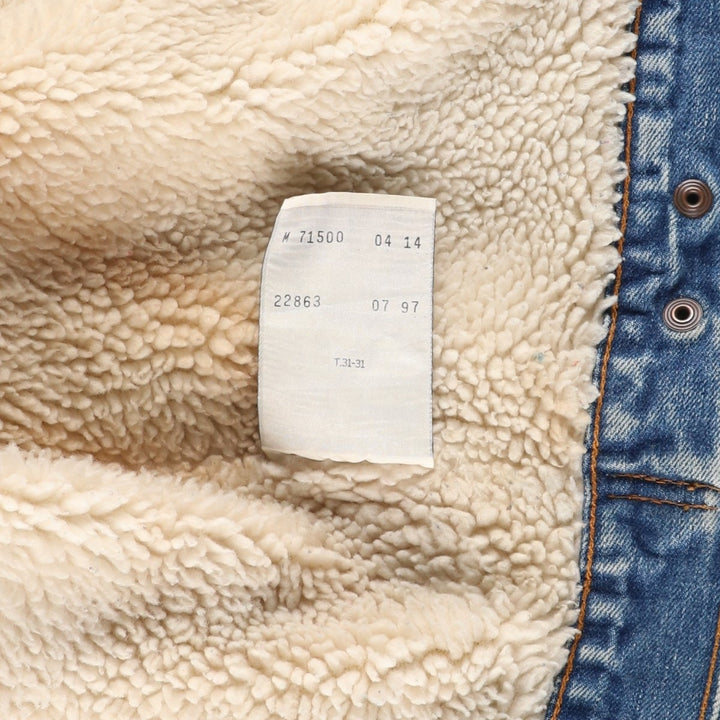 90'S Levi's 71500-0414 Denim Boa Jacket, Men's Size Medium, Vintage cotton blue type Vintage Second Hand