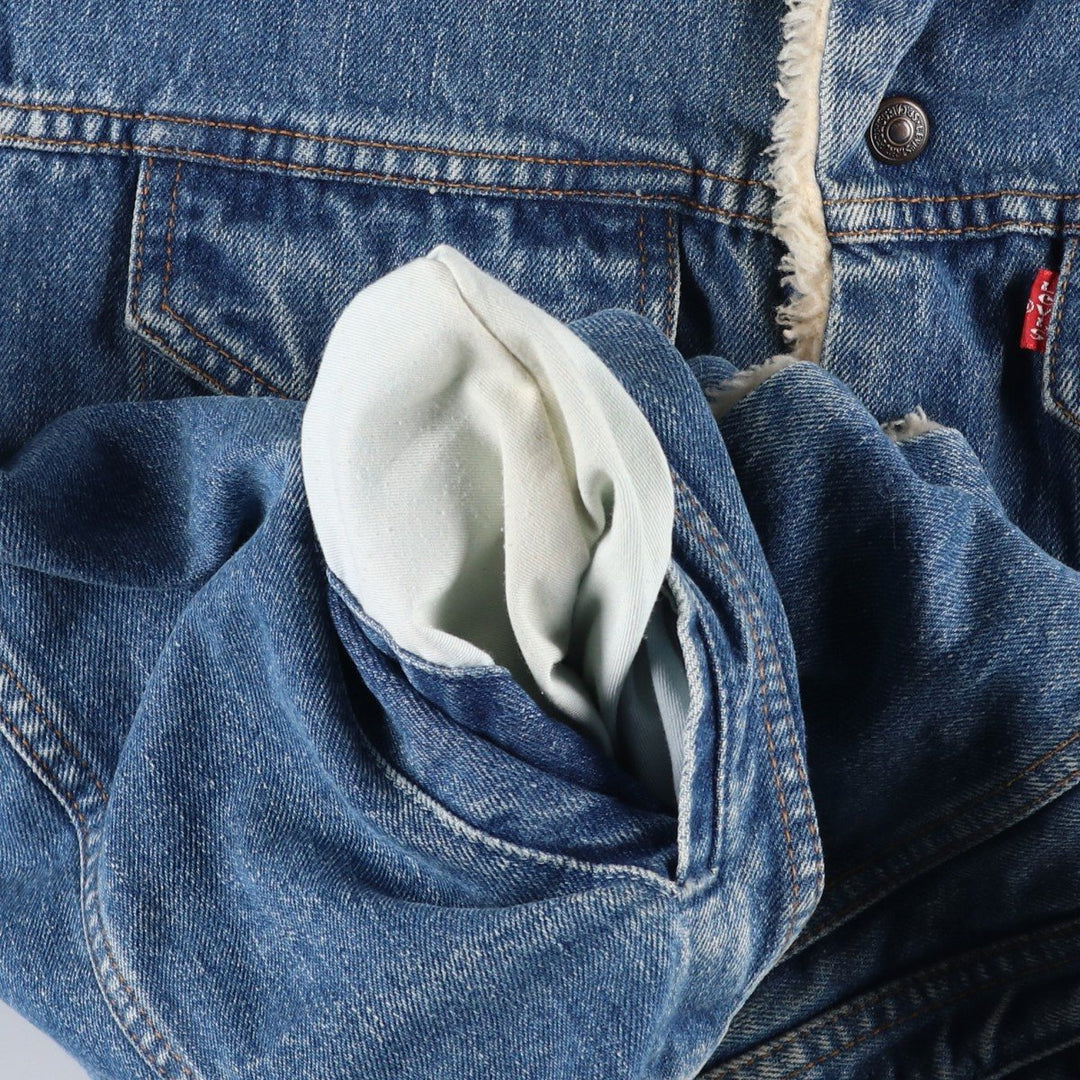 90'S Levi's 71500-0414 Denim Boa Jacket, Men's Size Medium, Vintage cotton blue type Vintage Second Hand