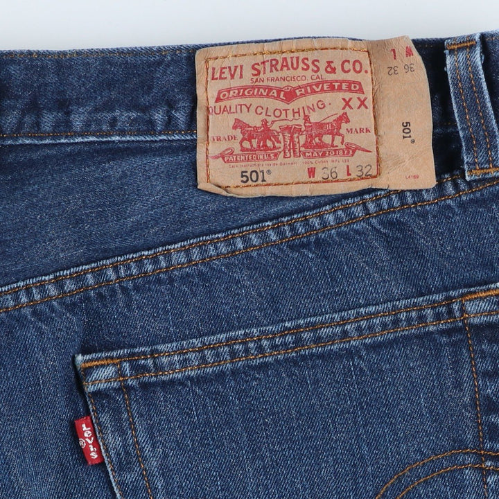 Levi's 501 Straight Leg Button-Fly Euro Model Straight Denim Pants, Men's Size 36 cotton navy blue type Vintage Second Hand