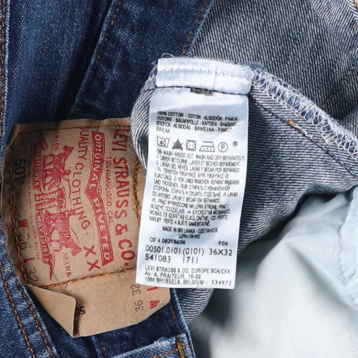 Levi's 501 Straight Leg Button-Fly Euro Model Straight Denim Pants, Men's Size 36 cotton navy blue type Vintage Second Hand