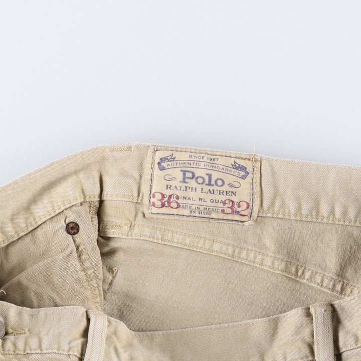 Ralph Lauren POLO RALPH LAUREN men's tapered denim pants, size W37 cotton Beige type Vintage Second Hand