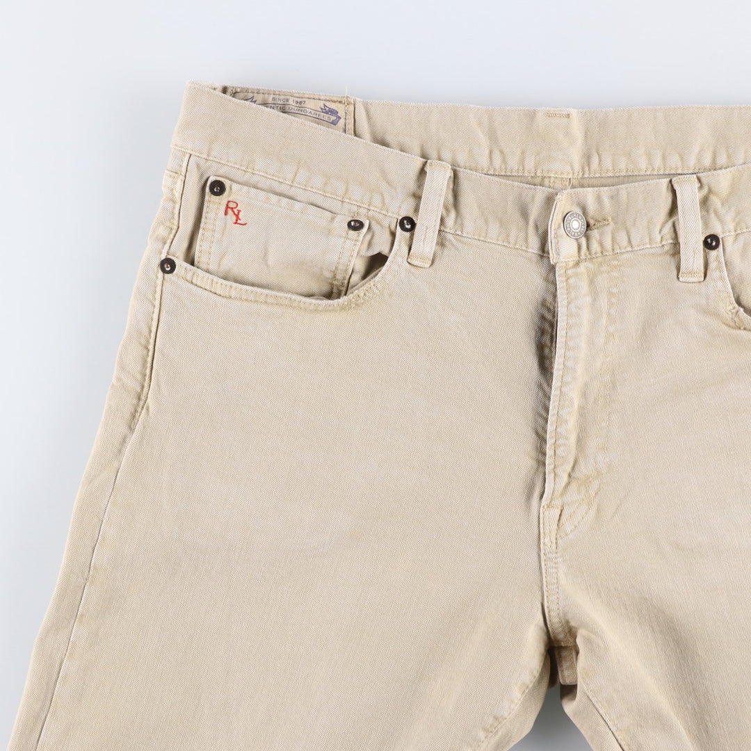 Ralph Lauren POLO RALPH LAUREN men's tapered denim pants, size W37 cotton Beige type Vintage Second Hand