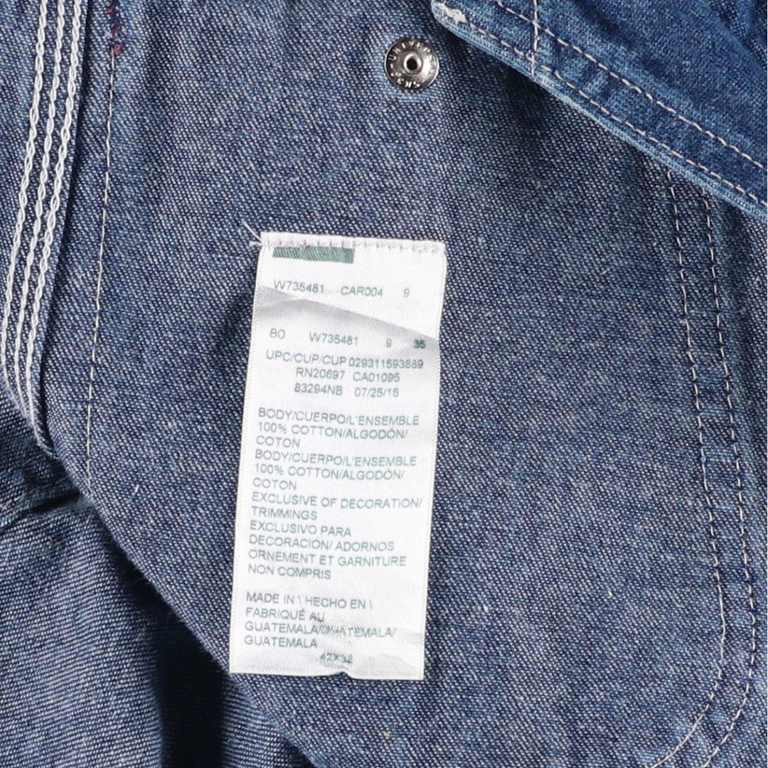 Dickies denim overalls, men's size W44 (approx.) cotton blue type Vintage Second Hand