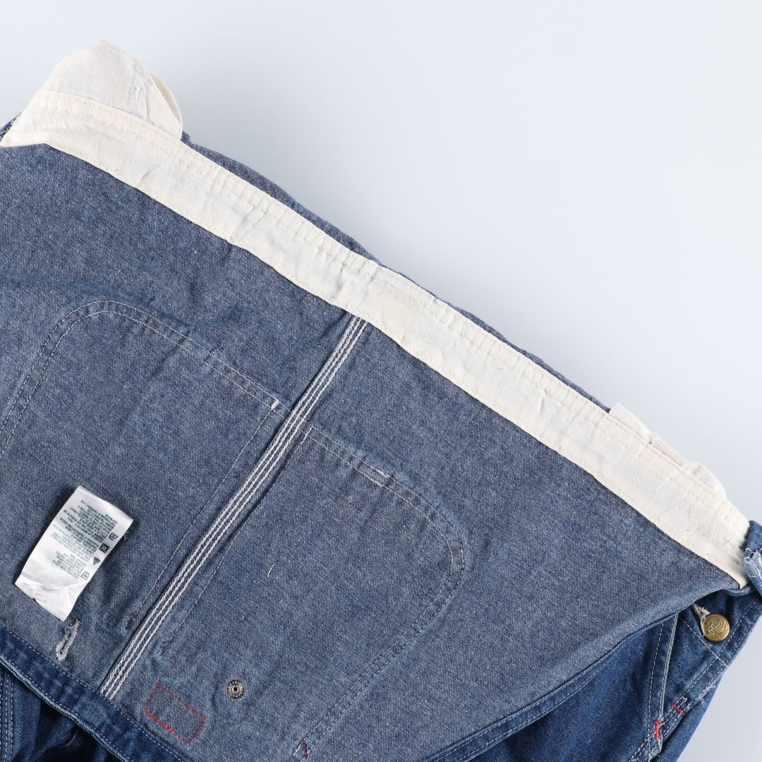Dickies denim overalls, men's size W44 (approx.) cotton blue type Vintage Second Hand