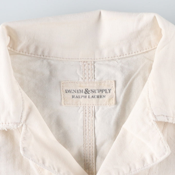 2000'S Ralph Lauren DENIM AND SUPPLY herringbone long-sleeved jumpsuit, men's size M cotton white type Vintage Second Hand