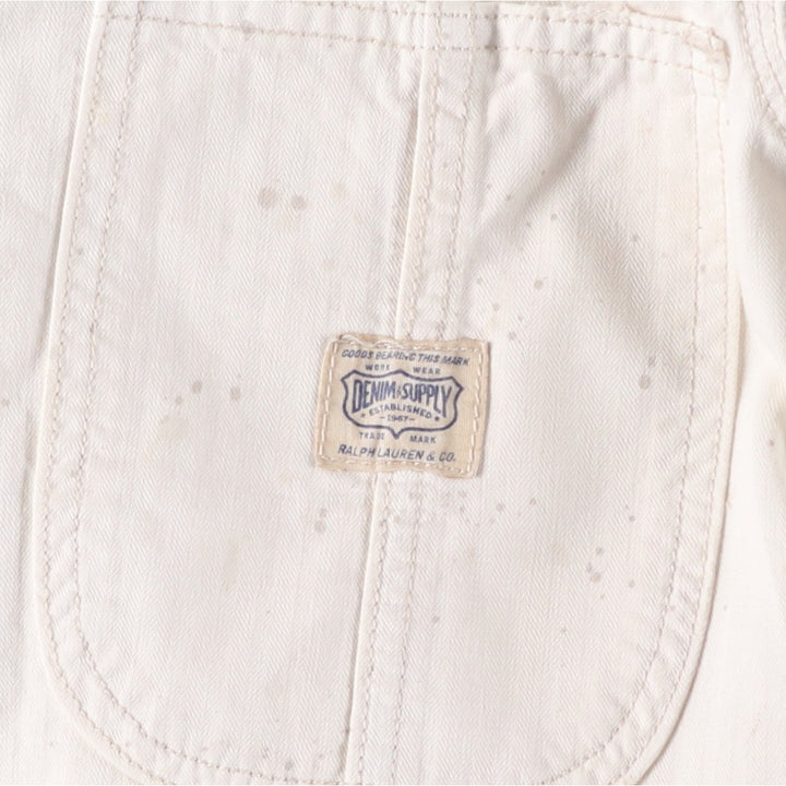 2000'S Ralph Lauren DENIM AND SUPPLY herringbone long-sleeved jumpsuit, men's size M cotton white type Vintage Second Hand