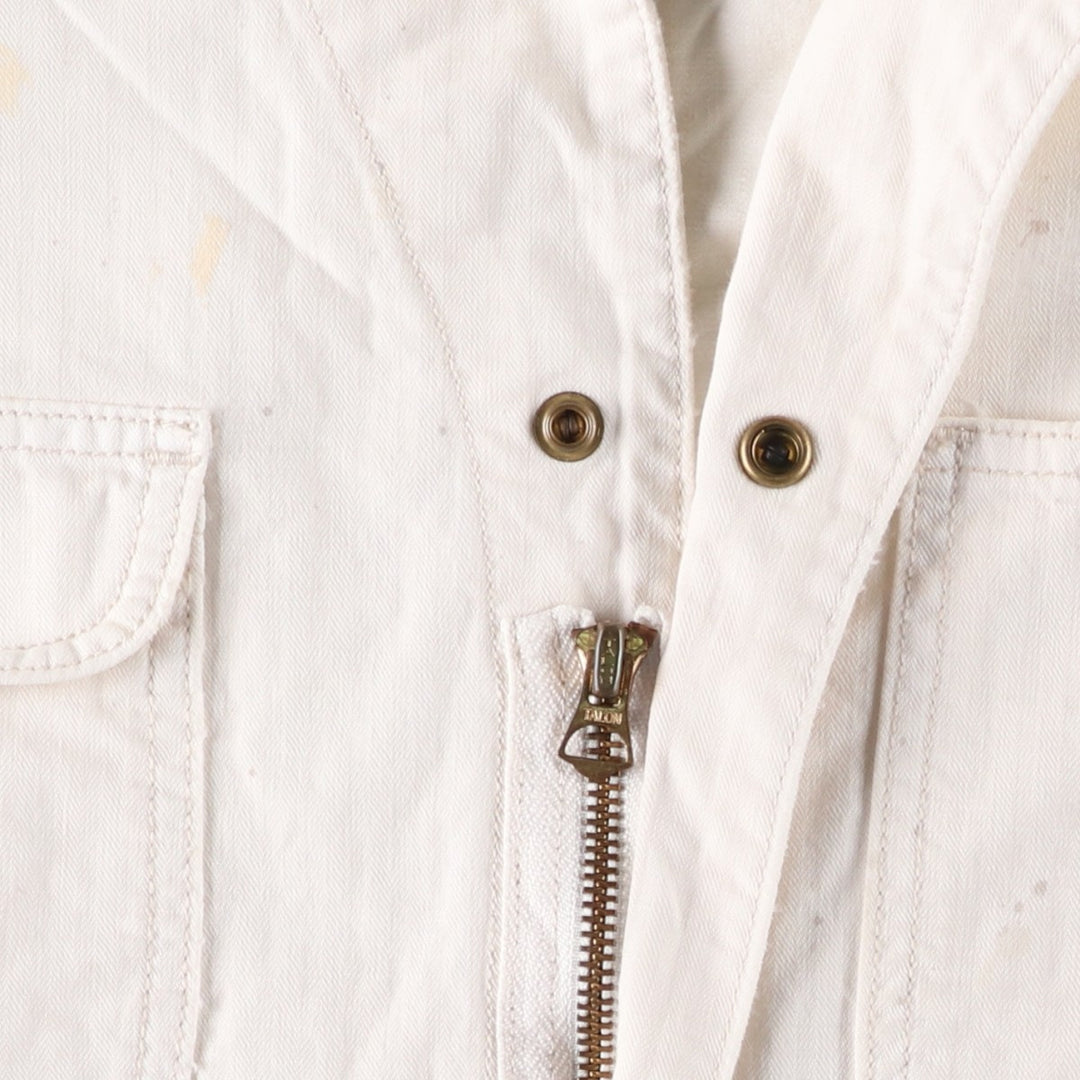 2000'S Ralph Lauren DENIM AND SUPPLY herringbone long-sleeved jumpsuit, men's size M cotton white type Vintage Second Hand