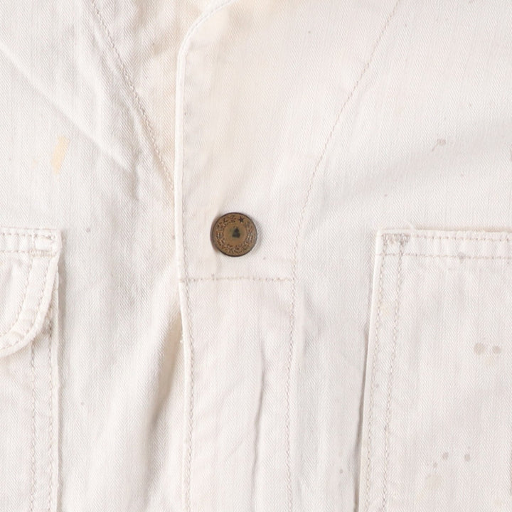 2000'S Ralph Lauren DENIM AND SUPPLY herringbone long-sleeved jumpsuit, men's size M cotton white type Vintage Second Hand