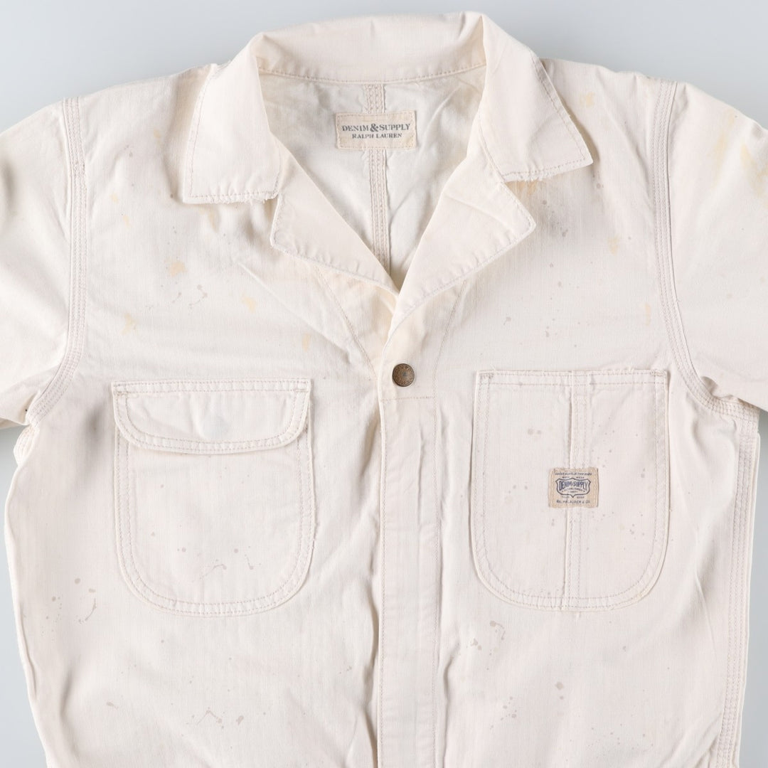 2000'S Ralph Lauren DENIM AND SUPPLY herringbone long-sleeved jumpsuit, men's size M cotton white type Vintage Second Hand
