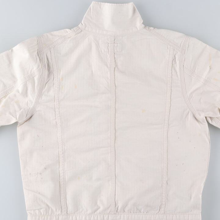 2000'S Ralph Lauren DENIM AND SUPPLY herringbone long-sleeved jumpsuit, men's size M cotton white type Vintage Second Hand