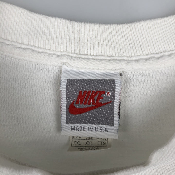 90'S Nike Back Print T-Shirt, Made in USA, Men's XXL equivalent, Vintage cotton white type Vintage Second Hand