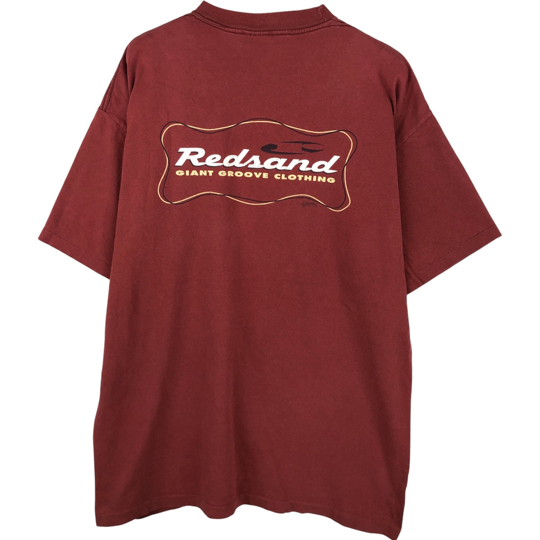 REDSAND Print T-shirt, Made in USA, Men's XL cotton red type reddish brown Vintage Second Hand