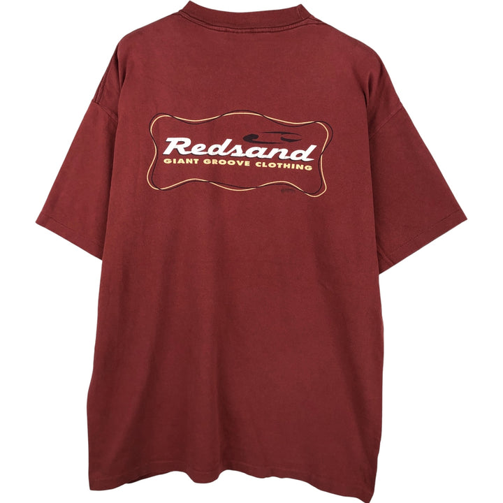 REDSAND Print T-shirt, Made in USA, Men's XL cotton red type reddish brown Vintage Second Hand