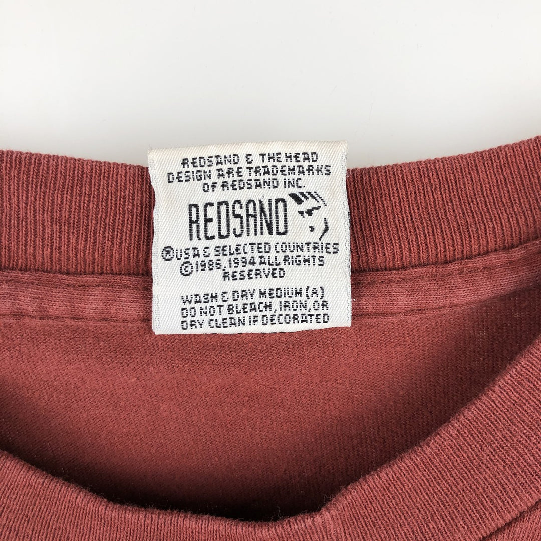 REDSAND Print T-shirt, Made in USA, Men's XL cotton red type reddish brown Vintage Second Hand