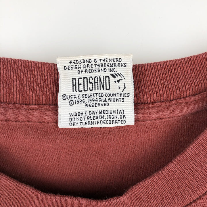 REDSAND Print T-shirt, Made in USA, Men's XL cotton red type reddish brown Vintage Second Hand