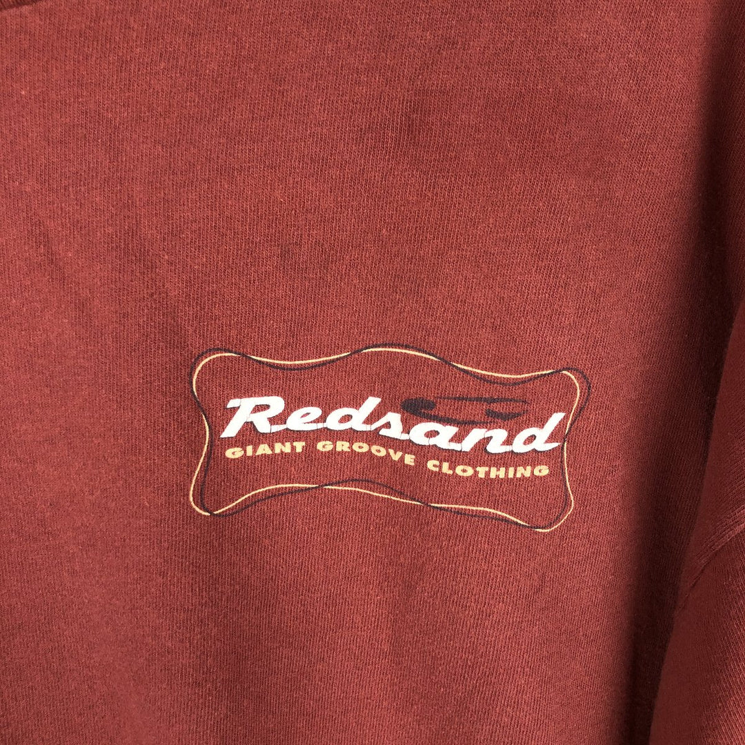 REDSAND Print T-shirt, Made in USA, Men's XL cotton red type reddish brown Vintage Second Hand
