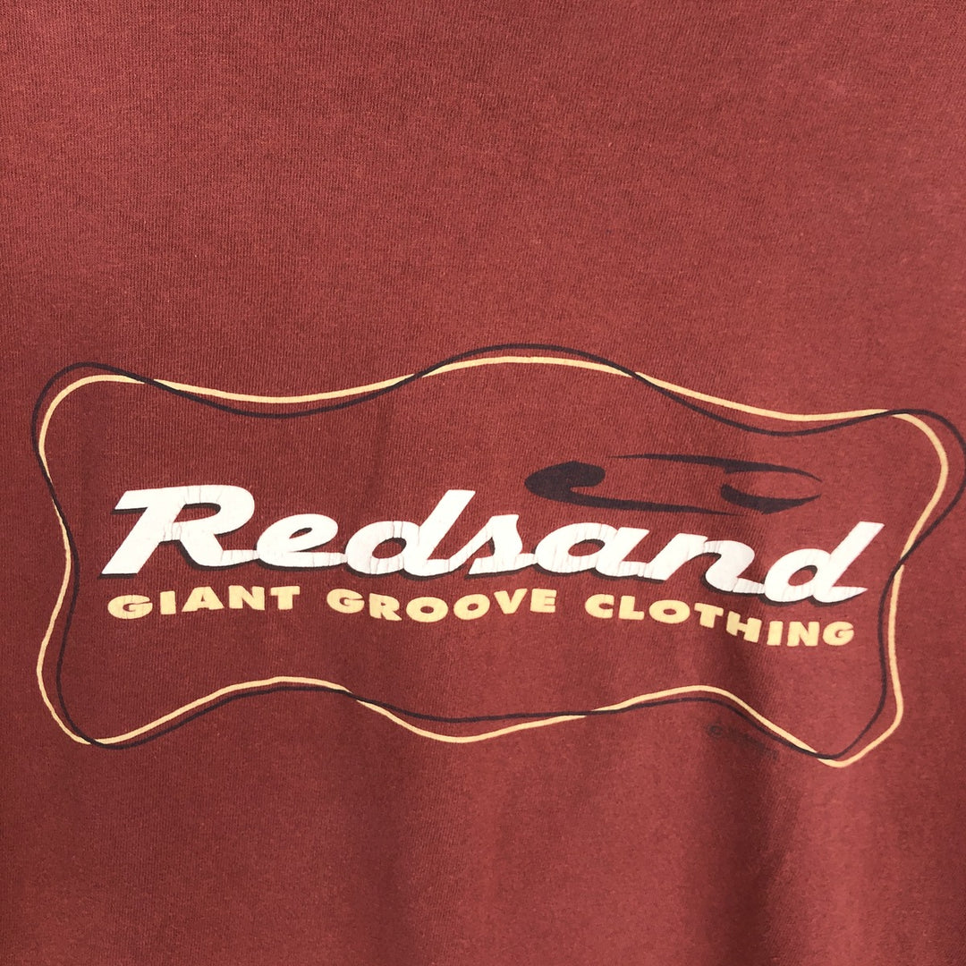 REDSAND Print T-shirt, Made in USA, Men's XL cotton red type reddish brown Vintage Second Hand