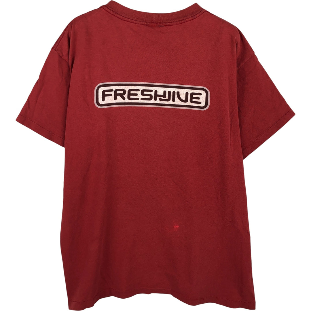 90'S FRESHJIVE logo print T-shirt, men's size XL unclear red type reddish brown Vintage Second Hand