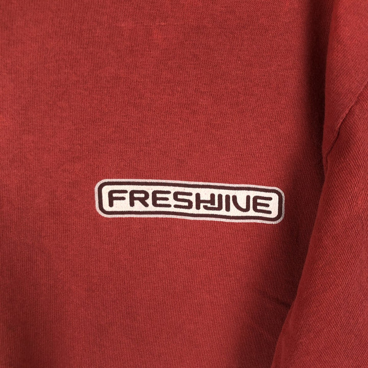 90'S FRESHJIVE logo print T-shirt, men's size XL unclear red type reddish brown Vintage Second Hand