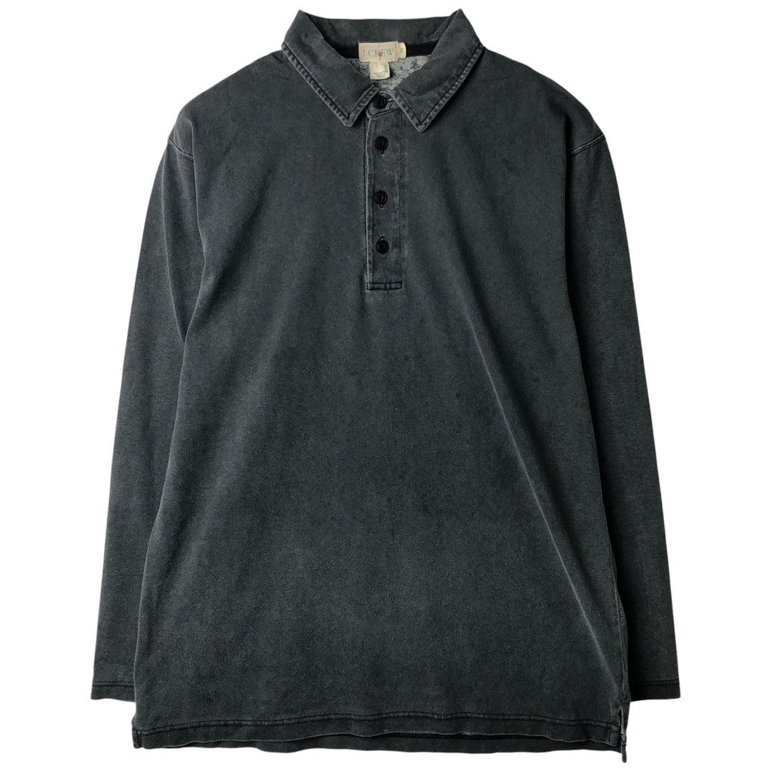 Vintage 90'S J.Crew long-sleeved polo shirt, size M, men's cotton gray type Vintage Second Hand