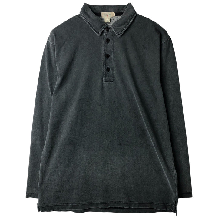 Vintage 90'S J.Crew long-sleeved polo shirt, size M, men's cotton gray type Vintage Second Hand