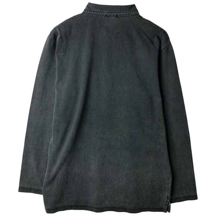 Vintage 90'S J.Crew long-sleeved polo shirt, size M, men's cotton gray type Vintage Second Hand