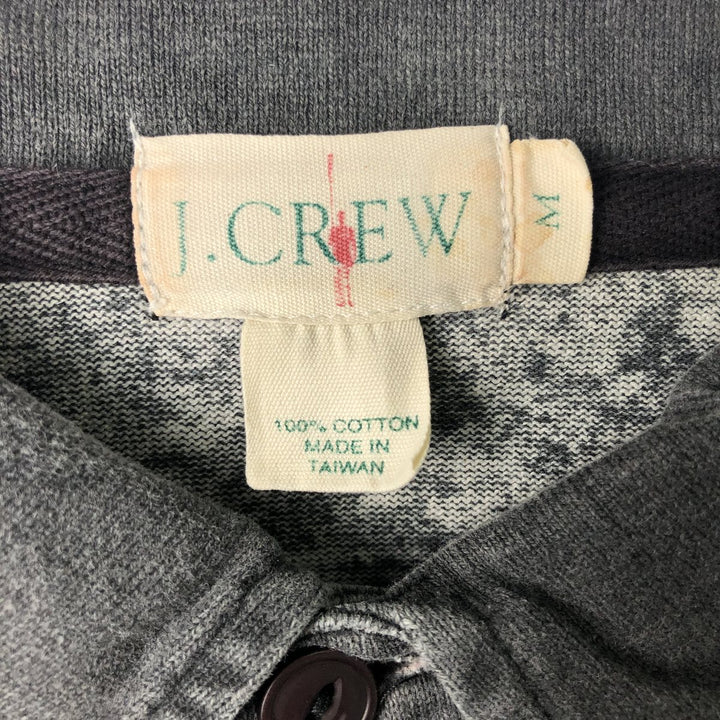 Vintage 90'S J.Crew long-sleeved polo shirt, size M, men's cotton gray type Vintage Second Hand