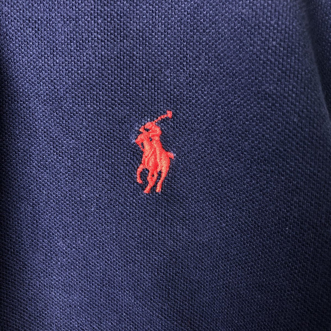 Ralph Lauren POLO RALPH LAUREN CUSTOM FIT long-sleeved polo shirt, men's size M cotton navy blue type Vintage Second Hand