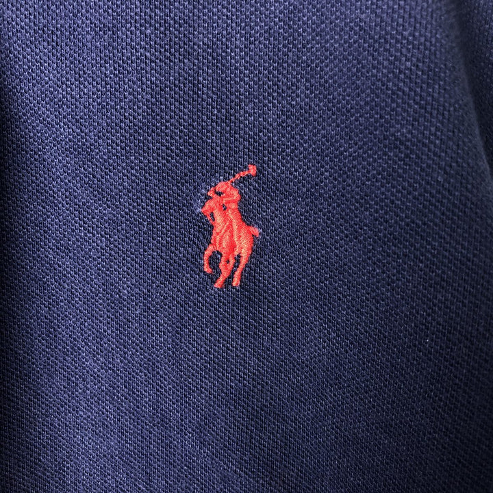 Ralph Lauren POLO RALPH LAUREN CUSTOM FIT long-sleeved polo shirt, men's size M cotton navy blue type Vintage Second Hand