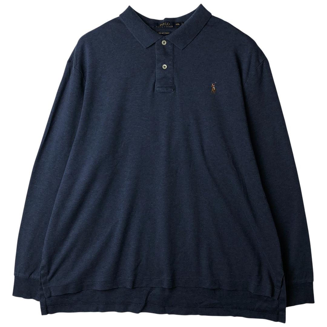 Ralph Lauren POLO RALPH LAUREN long-sleeved polo shirt, men's size XXL cotton Navy blue Vintage Second Hand