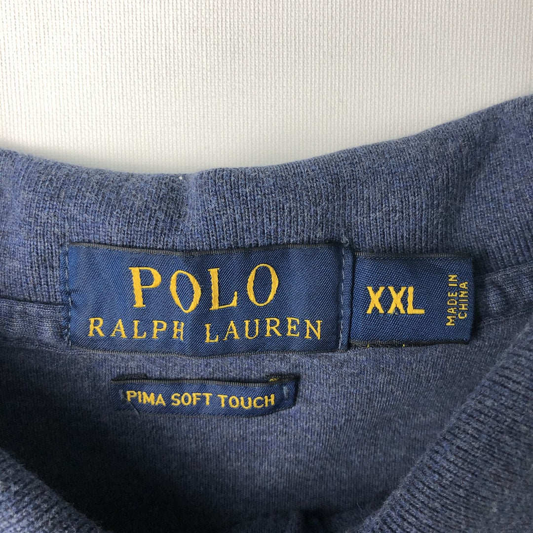 Ralph Lauren POLO RALPH LAUREN long-sleeved polo shirt, men's size XXL cotton Navy blue Vintage Second Hand