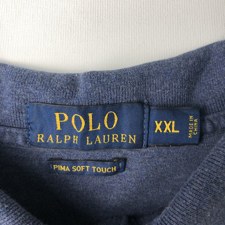 Ralph Lauren POLO RALPH LAUREN long-sleeved polo shirt, men's size XXL cotton Navy blue Vintage Second Hand