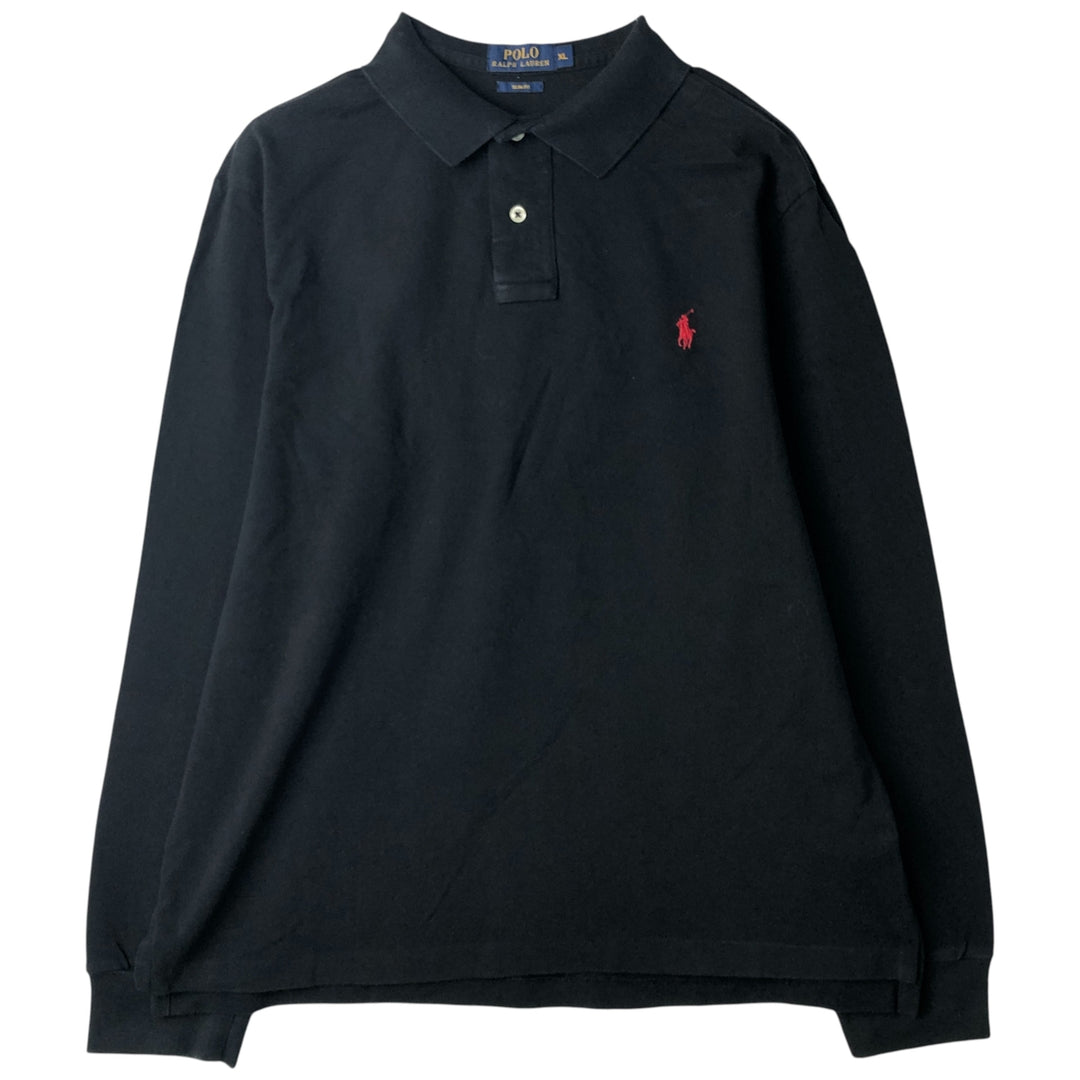 Ralph Lauren POLO RALPH LAUREN SLIM FIT long-sleeved polo shirt, men's size XL cotton black type Vintage Second Hand