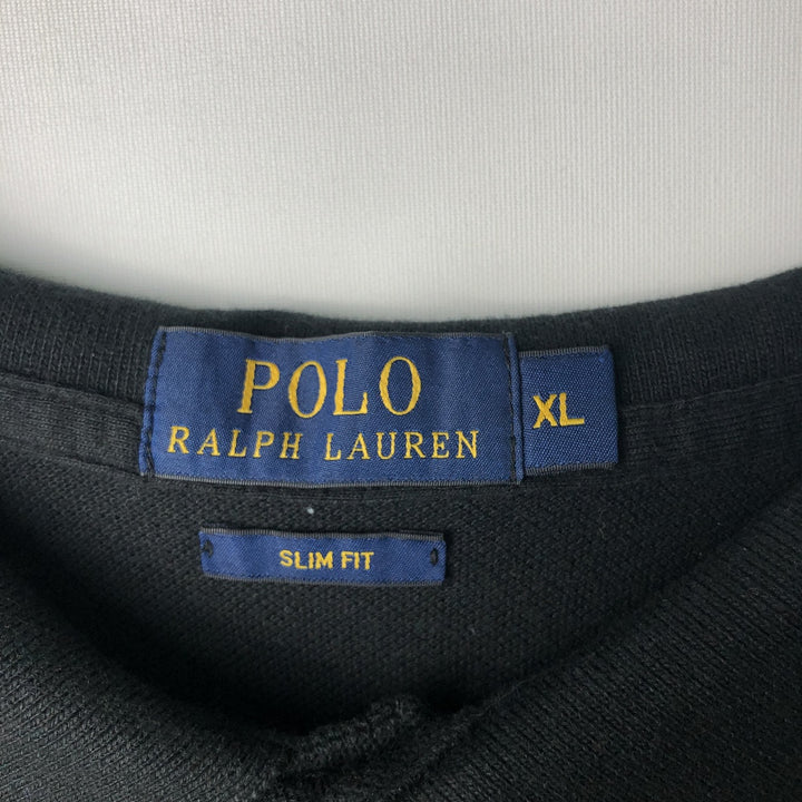Ralph Lauren POLO RALPH LAUREN SLIM FIT long-sleeved polo shirt, men's size XL cotton black type Vintage Second Hand