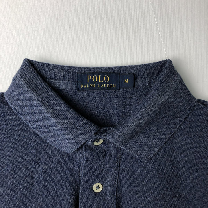 Ralph Lauren POLO RALPH LAUREN Long Sleeve Polo Shirt Men's M cotton Navy blue Vintage Second Hand