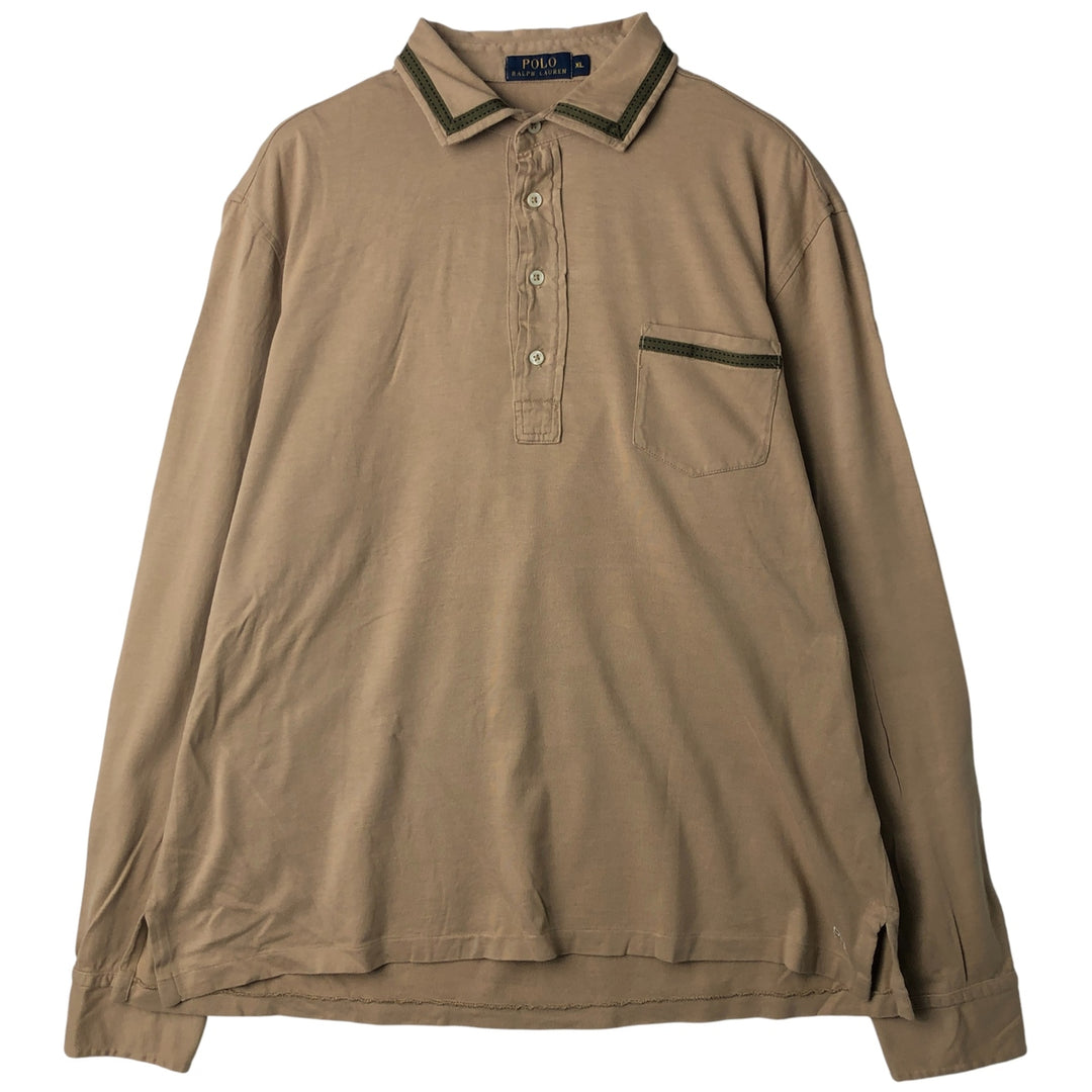 Ralph Lauren POLO RALPH LAUREN Long Sleeve Polo Shirt Men's XL cotton Beige type Vintage Second Hand