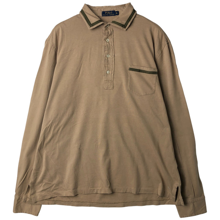 Ralph Lauren POLO RALPH LAUREN Long Sleeve Polo Shirt Men's XL cotton Beige type Vintage Second Hand