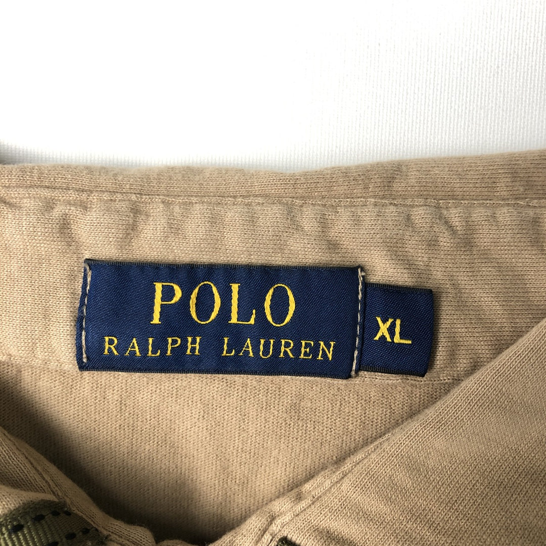 Ralph Lauren POLO RALPH LAUREN Long Sleeve Polo Shirt Men's XL cotton Beige type Vintage Second Hand