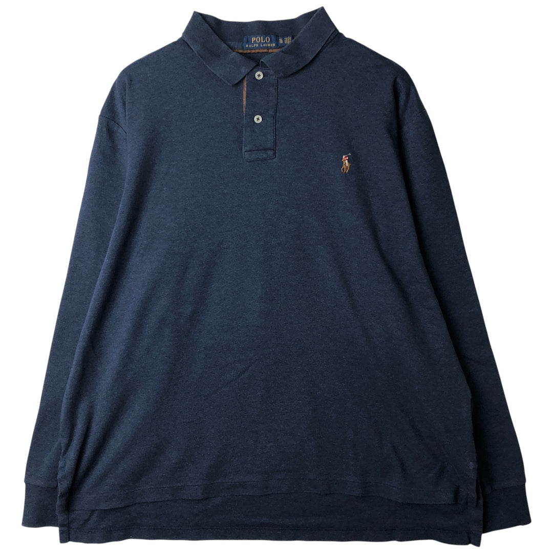 Ralph Lauren POLO RALPH LAUREN Long Sleeve Polo Shirt Men's XL cotton Navy blue Vintage Second Hand