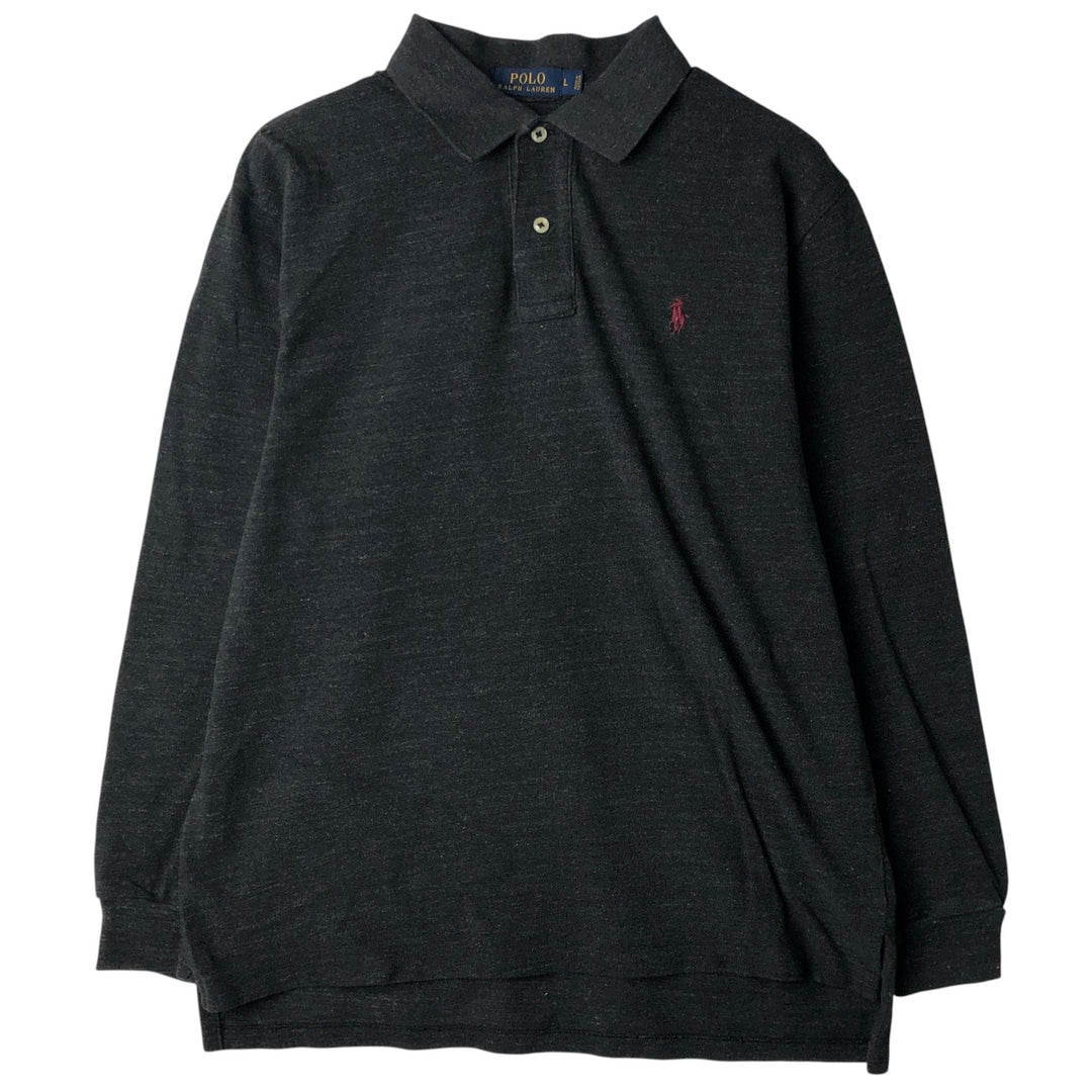 Ralph Lauren POLO RALPH LAUREN long-sleeved polo shirt, men's size L cotton gray type Vintage Second Hand